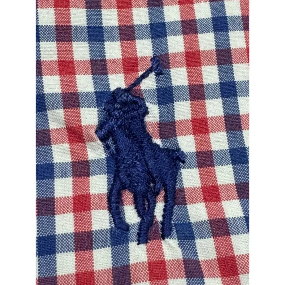 Polo Ralph Lauren Short Sleeve Button Down Shirt Red White Blue XL Cotton